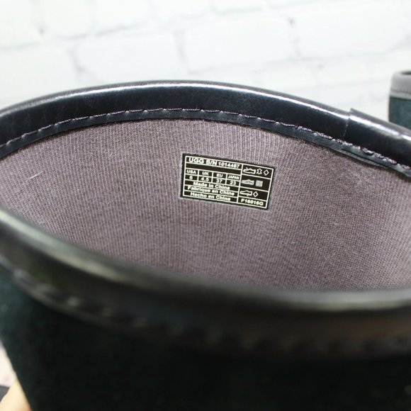 UGG Sivada Black Suede WP Wool Insole Mid Calf Winter Boots Size US 6 - Picture 7 of 9